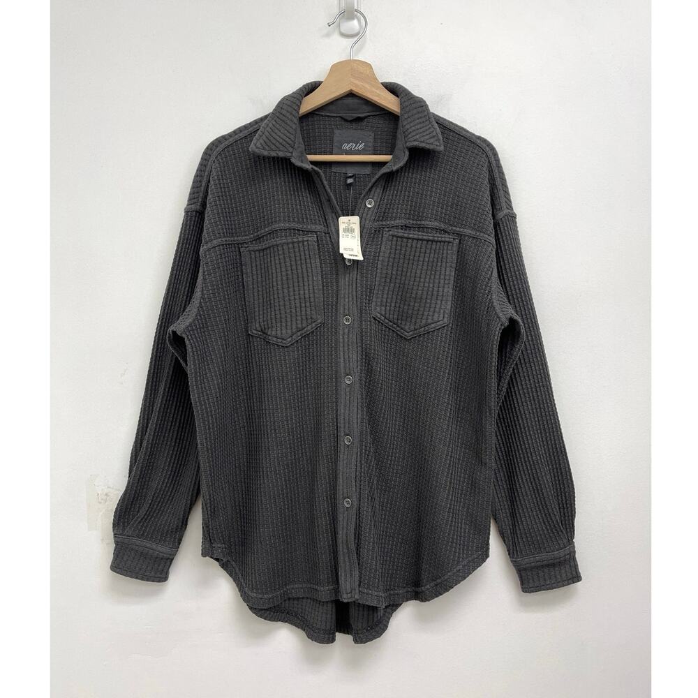 NWT Aerie Anytime Fave Waffle Shirt Oversized Lightweight Layering Shacket XXS